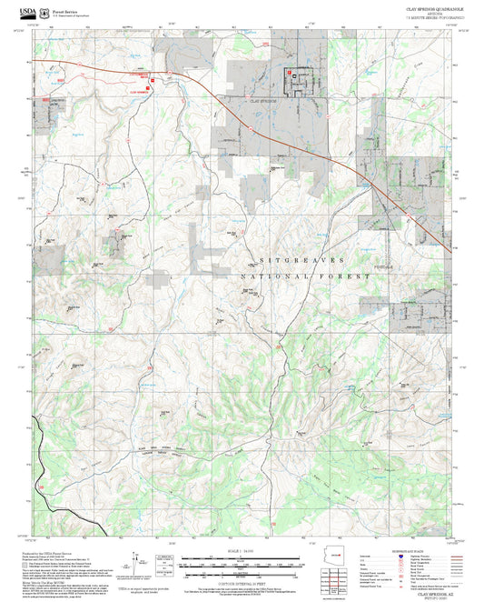 2025 Forest Service Topo Map of Clay Springs Arizona