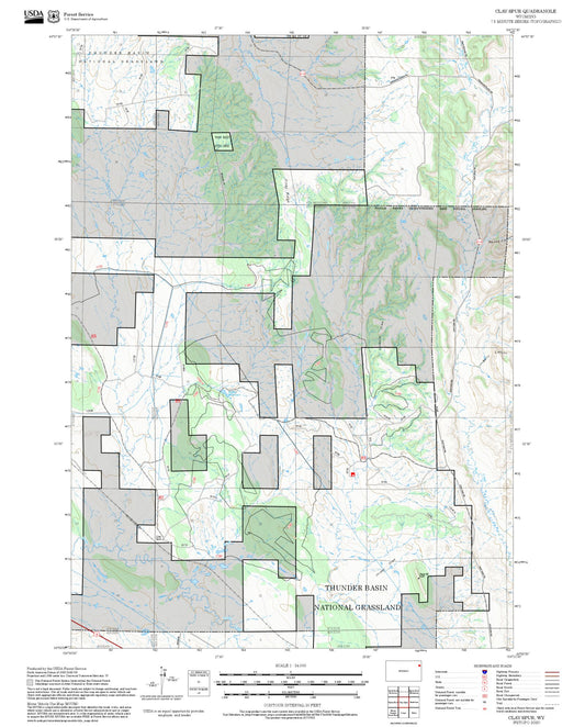 2025 Forest Service Topo Map of Clay Spur Wyoming