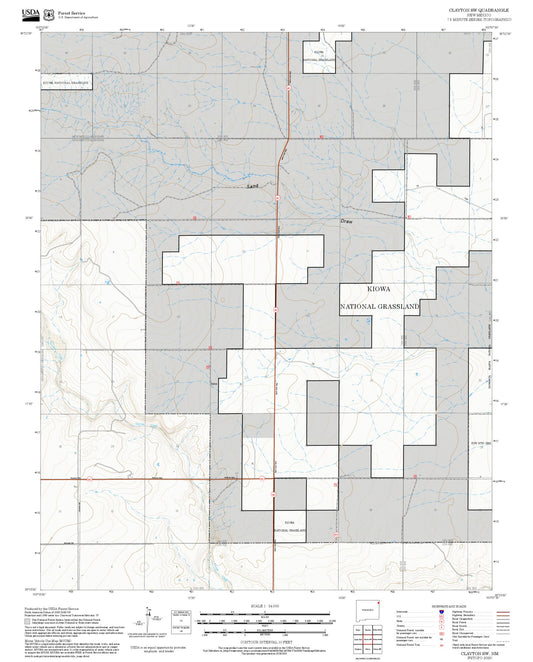 2025 Forest Service Topo Map of Clayton SW New Mexico