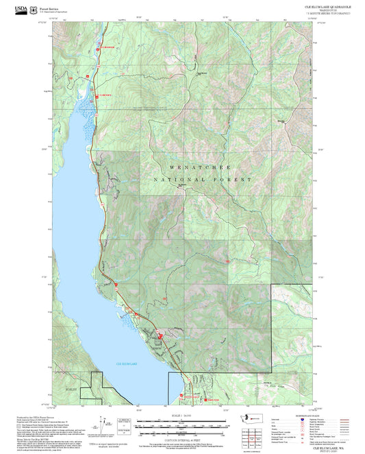 2025 Forest Service Topo Map of Cle Elum Lake Washington