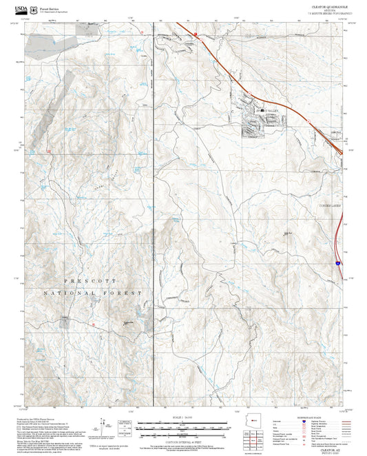 2025 Forest Service Topo Map of Cleator Arizona