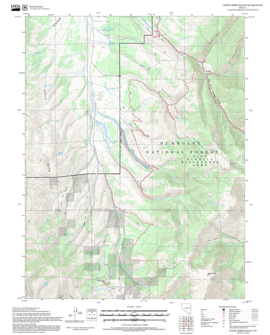 2025 Forest Service Topo Map of Cleve Creek Baldy Nevada