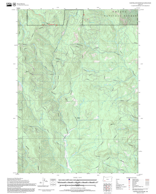 2025 Forest Service Topo Map of Cleveland Ridge Oregon