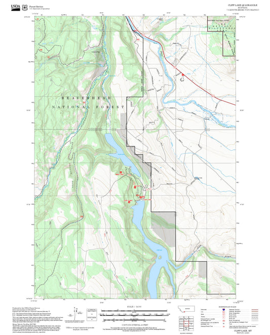2025 Forest Service Topo Map of Cliff Lake Montana