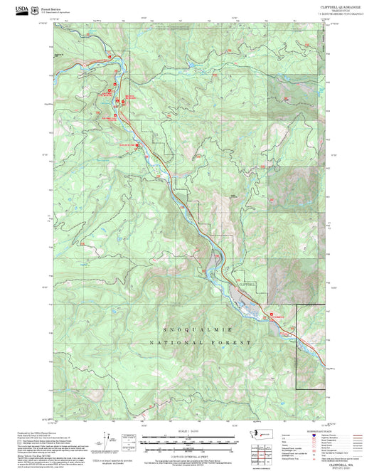 2025 Forest Service Topo Map of Cliffdell Washington