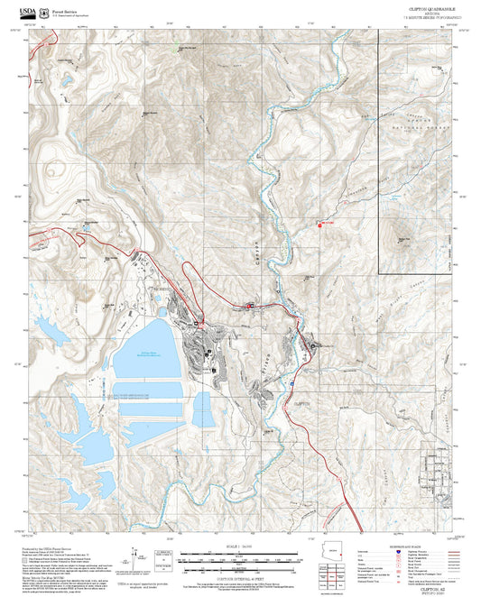 2025 Forest Service Topo Map of Clifton Arizona