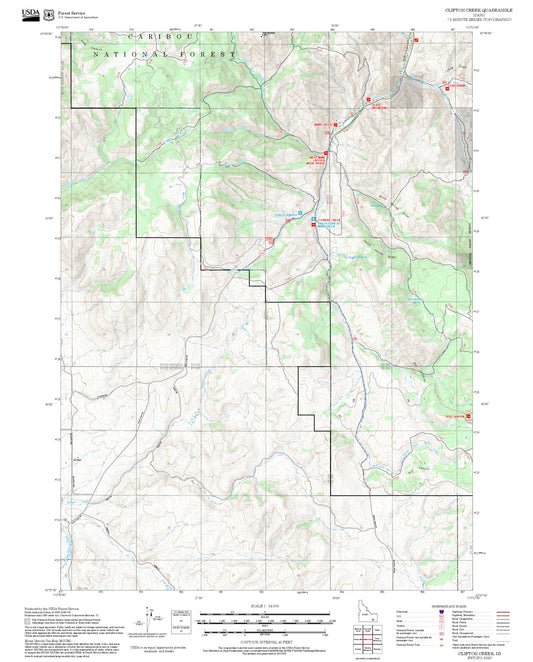 2025 Forest Service Topo Map of Clifton Creek Idaho