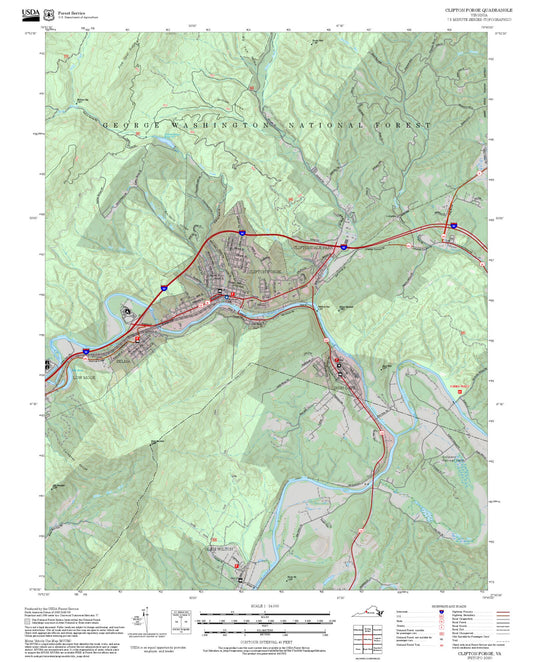 2025 Forest Service Topo Map of Clifton Forge Virginia