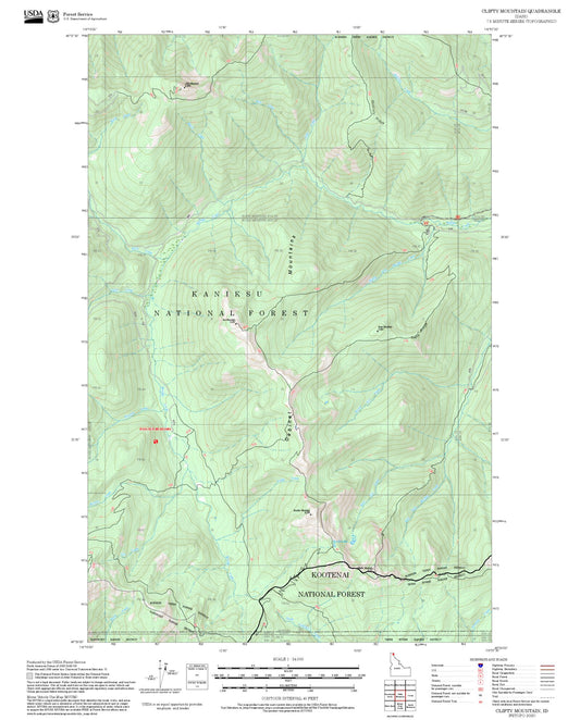 2025 Forest Service Topo Map of Clifty Mountain Idaho