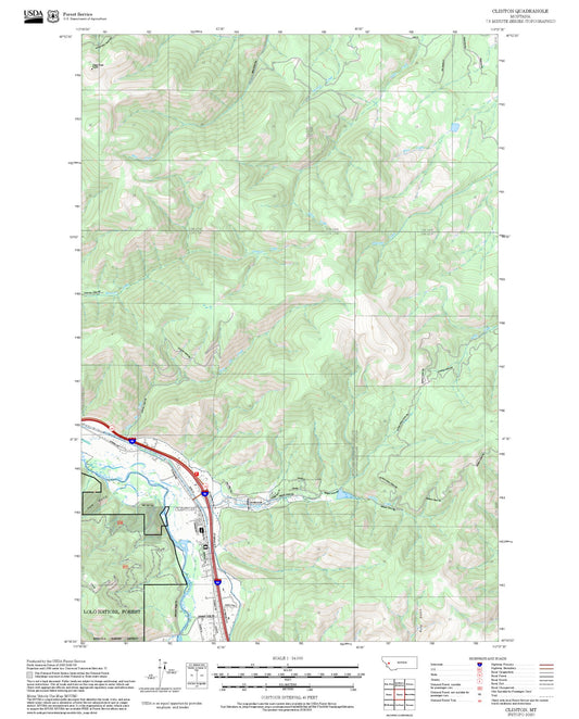 2025 Forest Service Topo Map of Clinton Montana