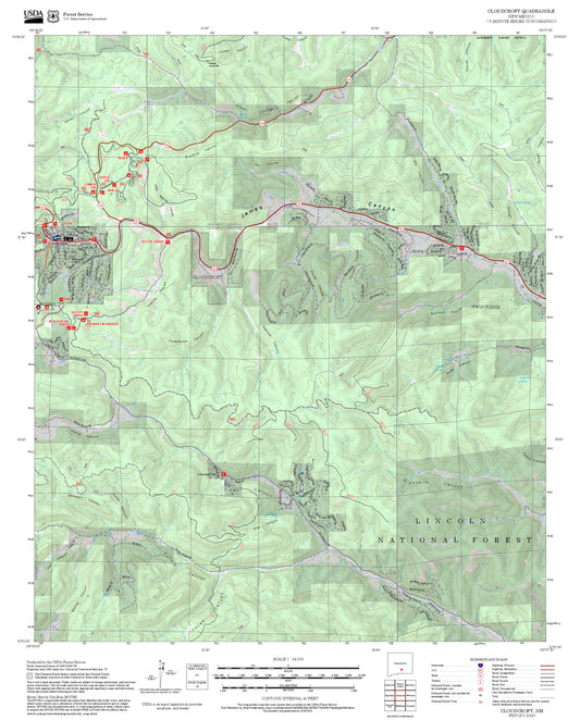 2025 Forest Service Topo Map of Cloudcroft New Mexico