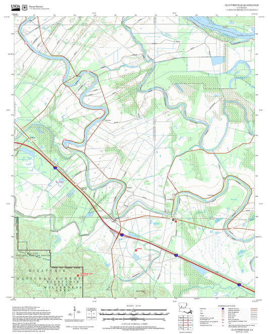 2025 Forest Service Topo Map of Cloutierville Louisiana