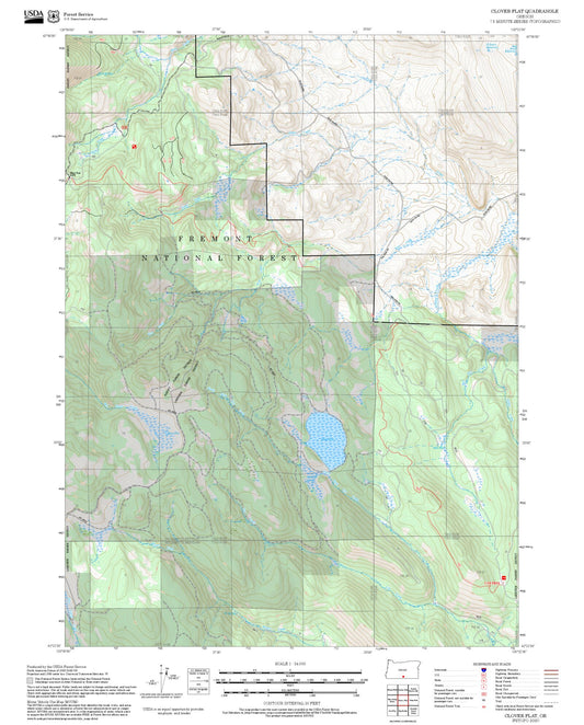 2025 Forest Service Topo Map of Clover Flat Oregon