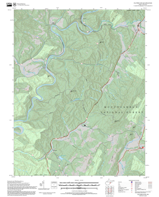 2025 Forest Service Topo Map of Clover Lick West Virginia