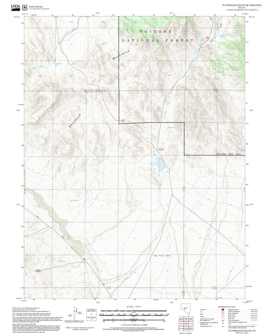 2025 Forest Service Topo Map of Cloverdale Ranch Nevada
