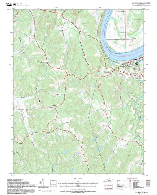 2025 Forest Service Topo Map of Cloverport Kentucky