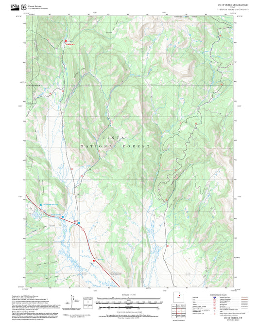 2025 Forest Service Topo Map of Co-op Creek Utah