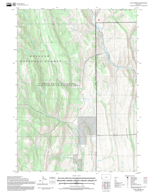 2025 Forest Service Topo Map of Coal Creek Wyoming