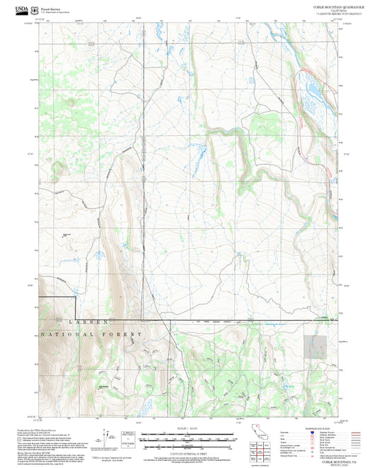2025 Forest Service Topo Map of Coble Mountain California