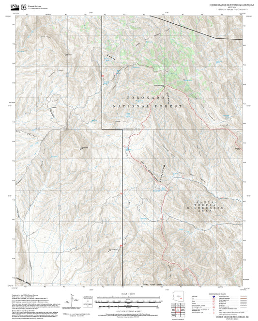 2025 Forest Service Topo Map of Cobre Grande Mountain Arizona