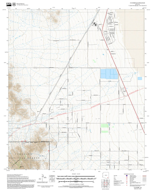 2025 Forest Service Topo Map of Cochise Arizona