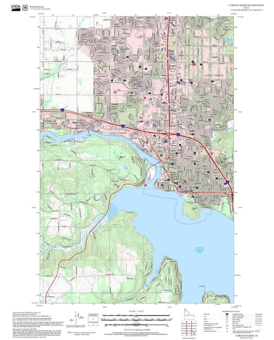 2025 Forest Service Topo Map of Coeur D'Alene Idaho