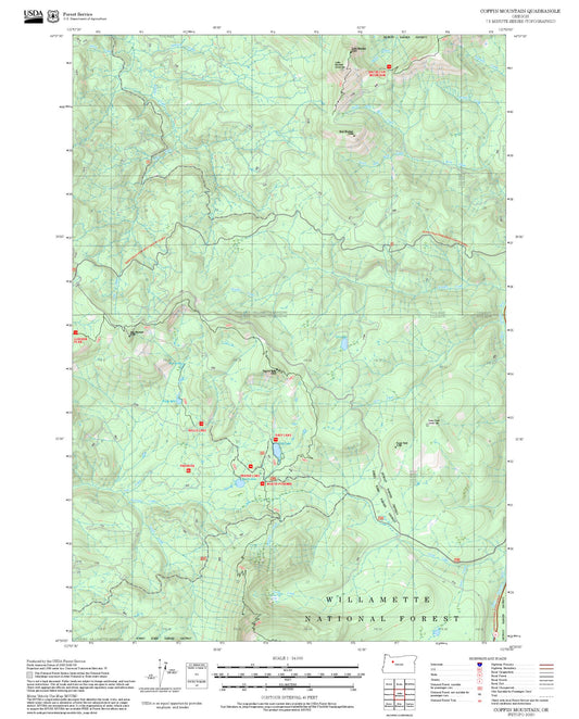 2025 Forest Service Topo Map of Coffin Mountain Oregon