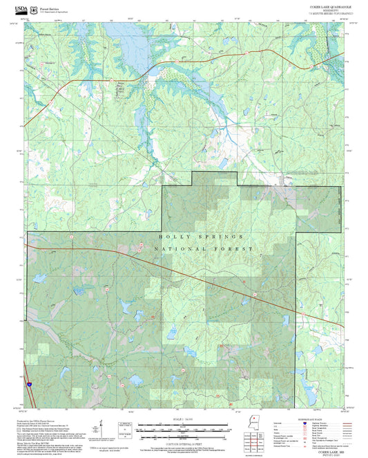 2025 Forest Service Topo Map of Coker Lake Mississippi