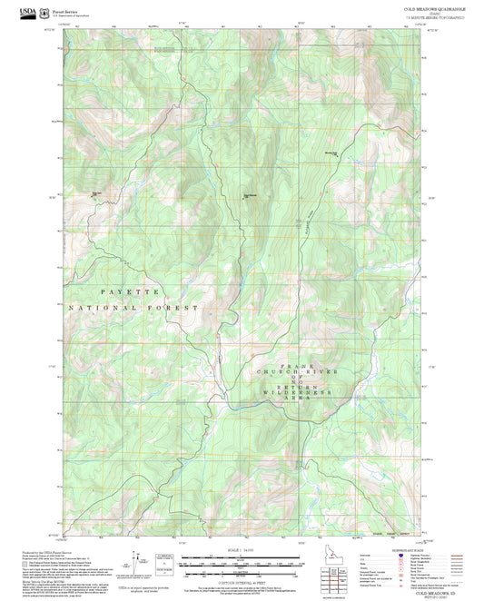2025 Forest Service Topo Map of Cold Meadows Idaho
