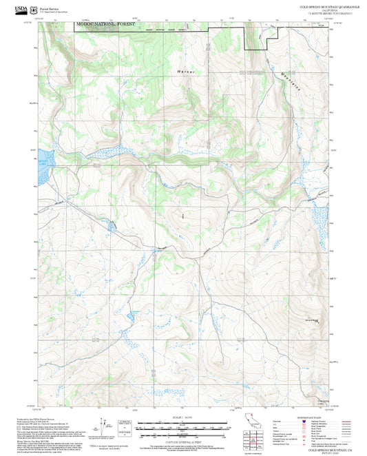 2025 Forest Service Topo Map of Cold Spring Mountain California