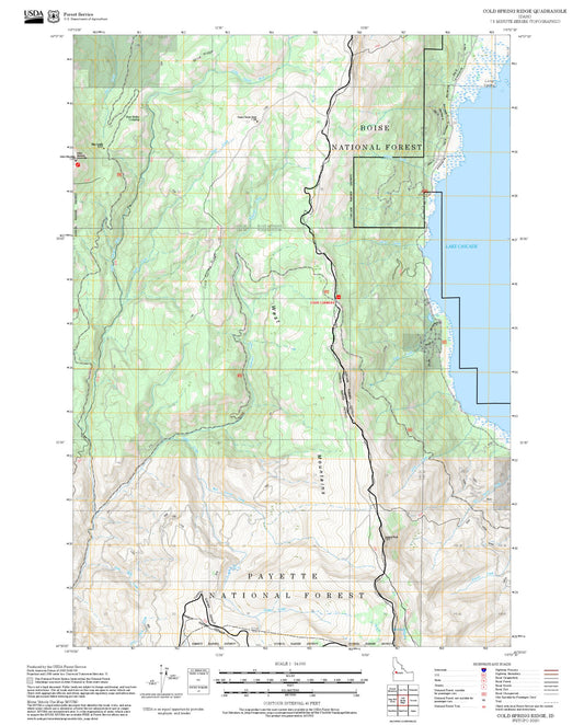 2025 Forest Service Topo Map of Cold Spring Ridge Idaho