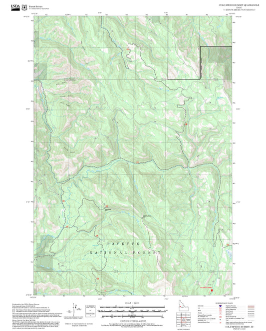 2025 Forest Service Topo Map of Cold Spring Summit Idaho