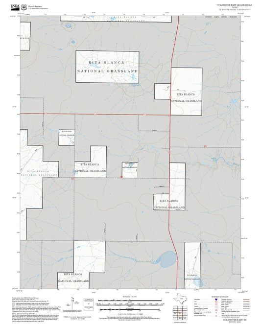 2025 Forest Service Topo Map of Coldwater East Texas
