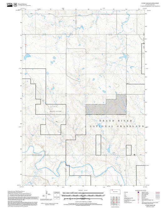 2025 Forest Service Topo Map of Cole Dam South Dakota