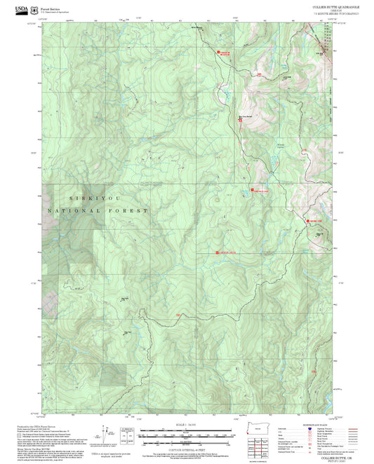 2025 Forest Service Topo Map of Collier Butte Oregon