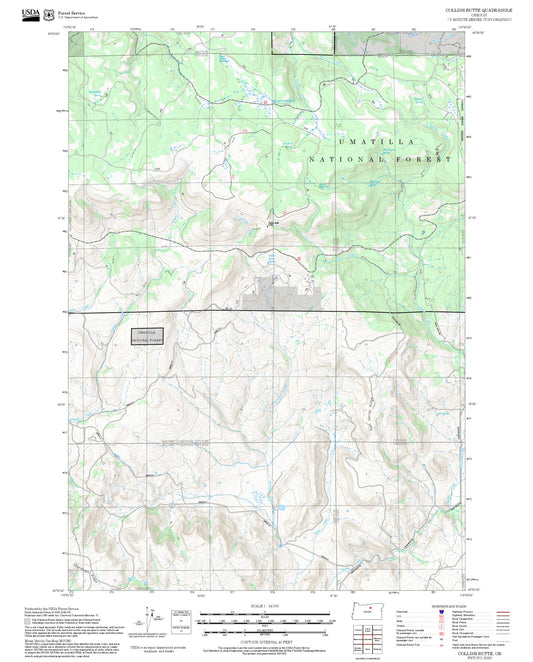 2025 Forest Service Topo Map of Collins Butte Oregon
