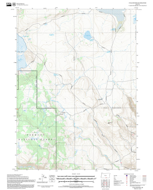 2025 Forest Service Topo Map of Collins Rim Oregon