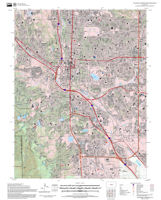 2025 Forest Service Topo Map of Colorado Springs Colorado
