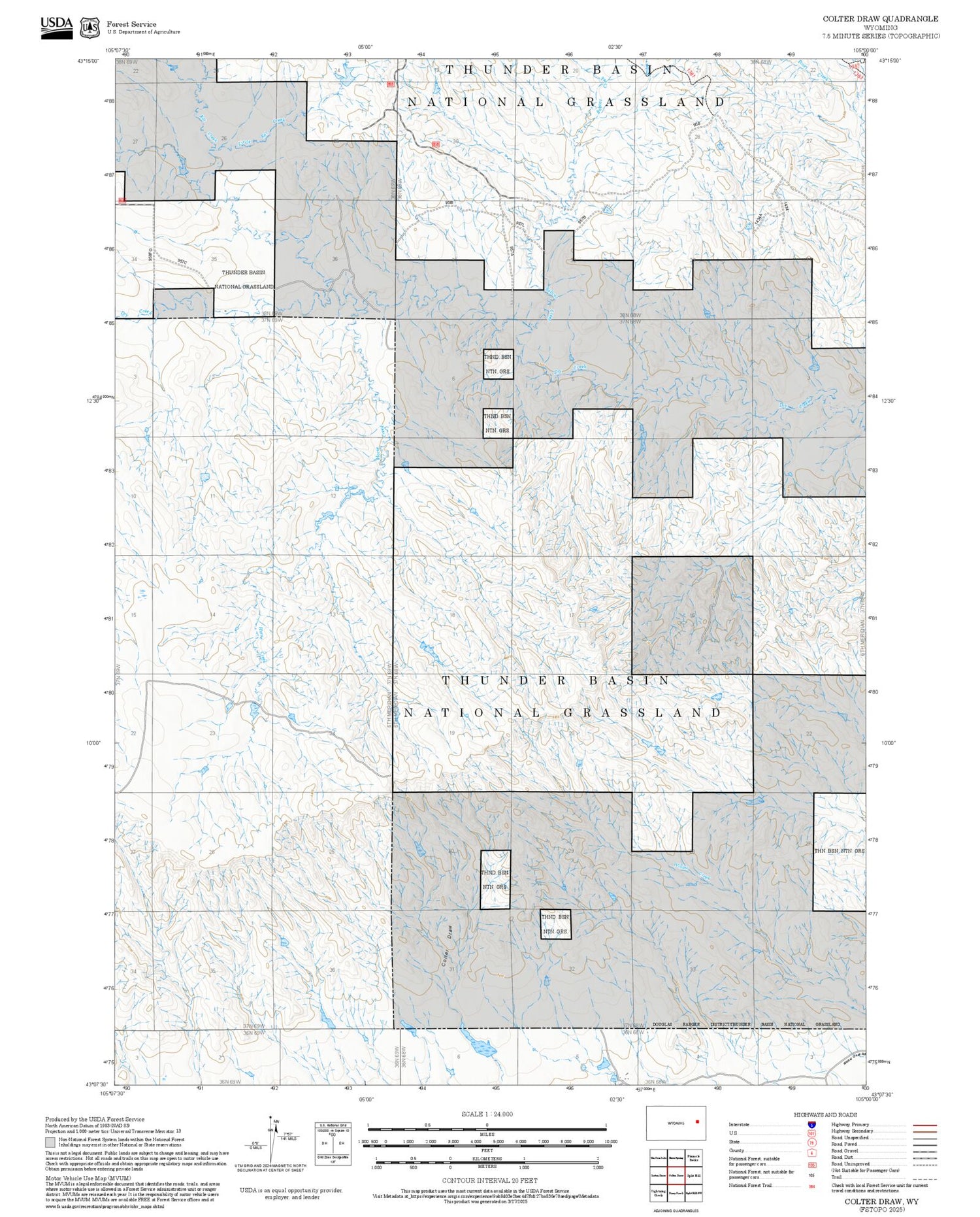 2025 Forest Service Topo Map of Colter Draw Wyoming