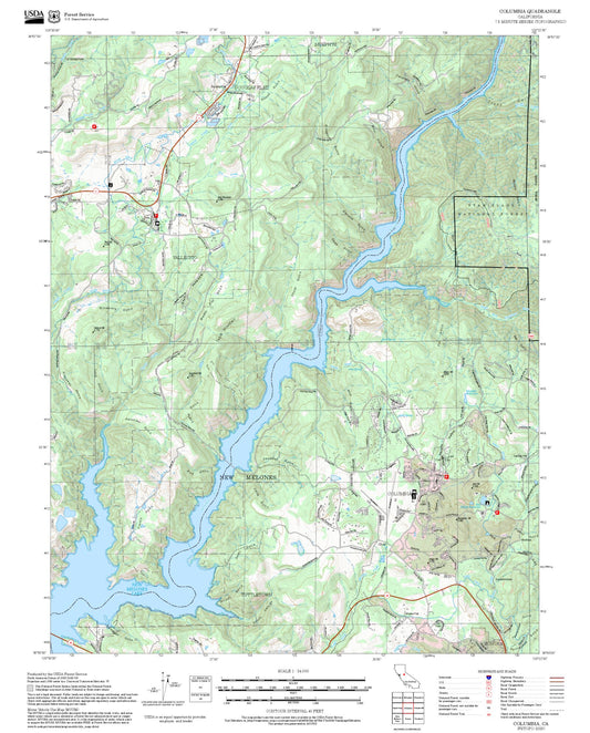 2025 Forest Service Topo Map of Columbia California