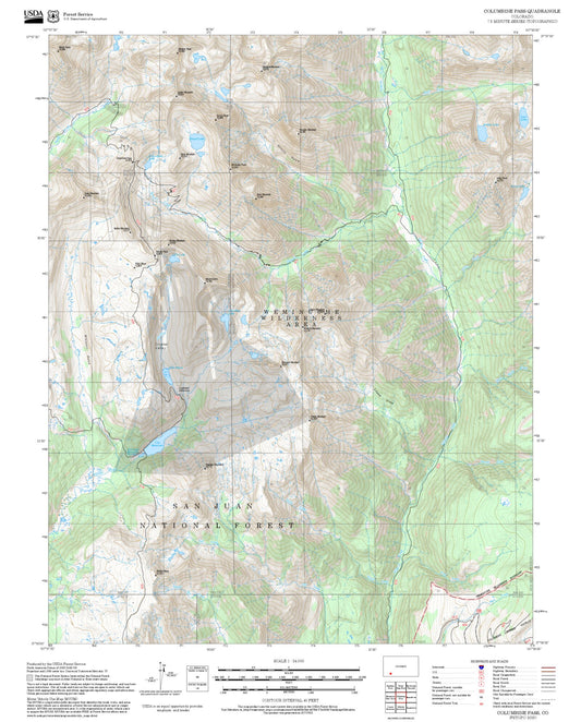 2025 Forest Service Topo Map of Columbine Pass Colorado