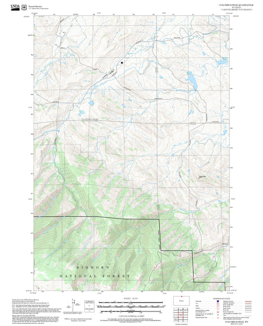2025 Forest Service Topo Map of Columbus Peak Wyoming