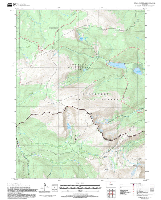 2025 Forest Service Topo Map of Comanche Peak Colorado