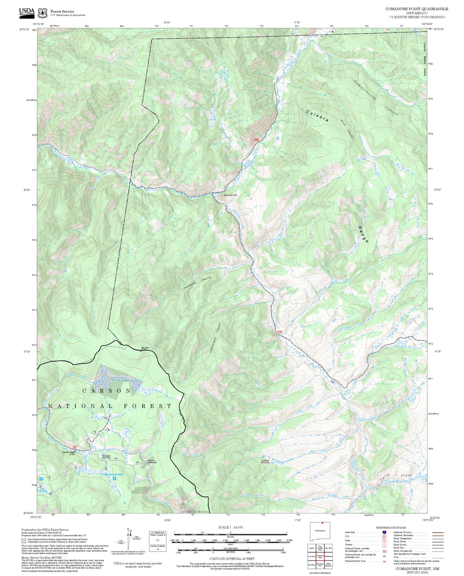 2025 Forest Service Topo Map of Comanche Point New Mexico
