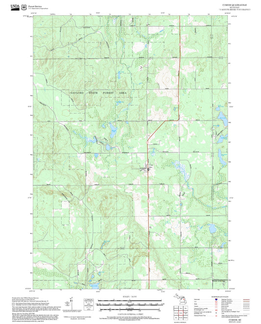 2025 Forest Service Topo Map of Comins Michigan