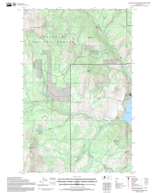 2025 Forest Service Topo Map of Conconully West Washington