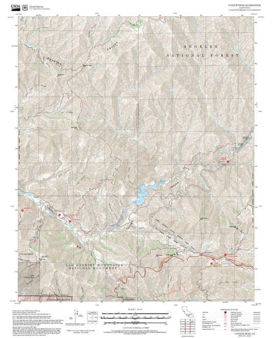 2025 Forest Service Topo Map of Condor Peak California