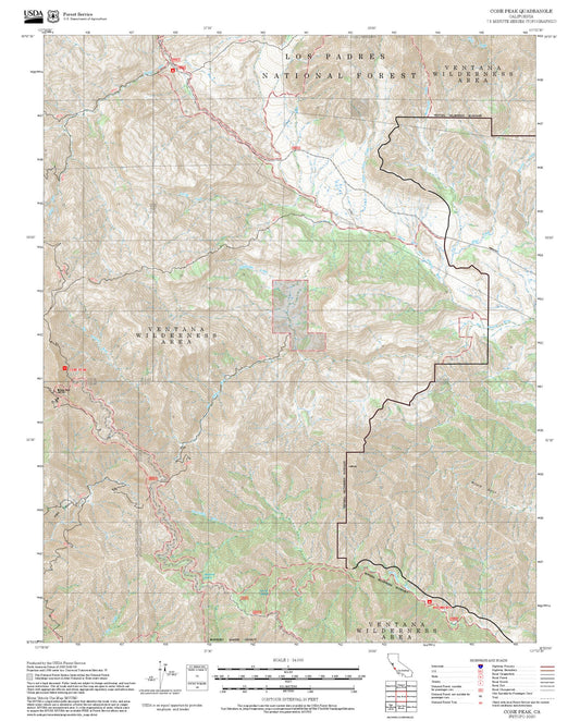 2025 Forest Service Topo Map of Cone Peak California