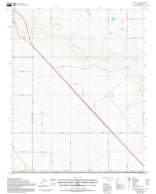 2025 Forest Service Topo Map of Conrad Oklahoma
