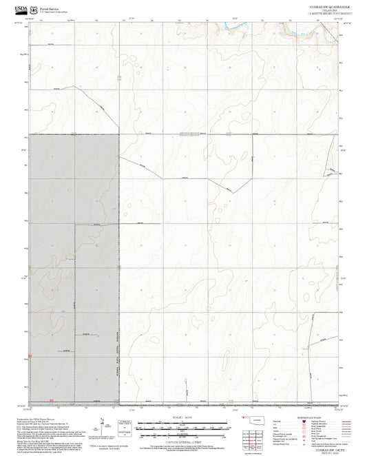 2025 Forest Service Topo Map of Conrad SW Oklahoma